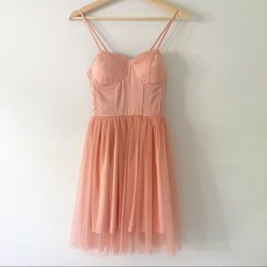 NWOT Band of Gypsies Peach Tulle Bodice Dress